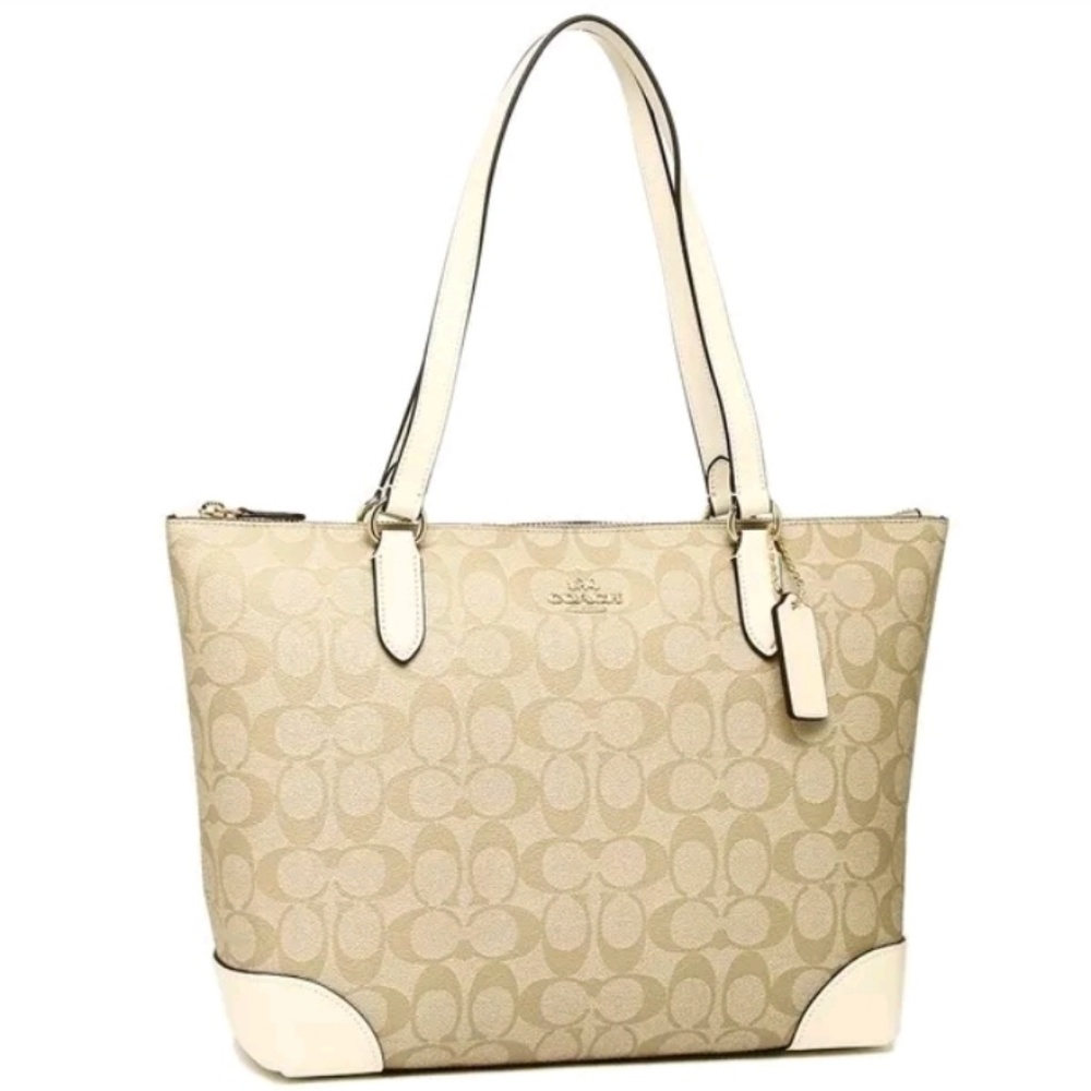 Coach city zip top tote in signature canvas
